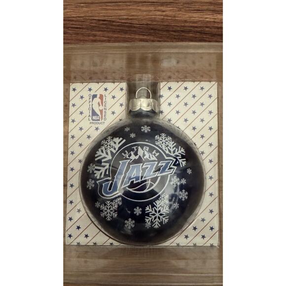 Vintage Utah Jazz Navy Blue Snowflake Glass Ornament Sports Collectors Series - Picture 1 of 9